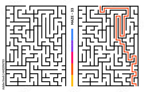 Abstract Maze Puzzle Labyrinth With Entry And Exit. Maze For Activity Book. Problem-Solving Puzzles Games For Workbook. Vector illustration - EPS 10