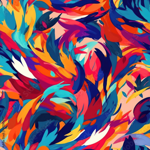 Colorful brush strokes abstract seamless pattern.