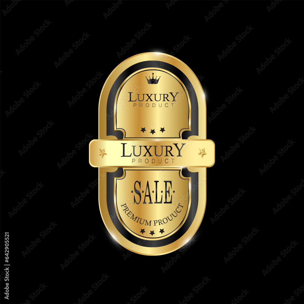 Vector collection set of exclusive premium black and gold stickers for