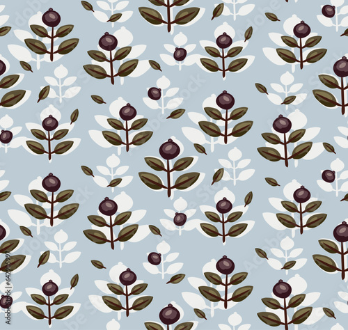 Seamless pattern with purple berry