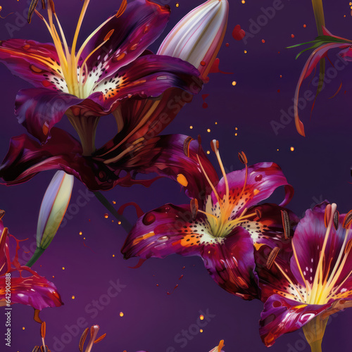 Elegant seamless pattern with lilies