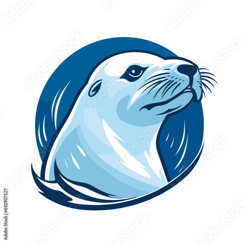 Esport vector logo harp seal on white background side view, harp seal icon, harp seal sticker, harp seal head