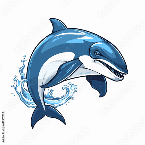 Esport vector logo beluga whale on white background side view, beluga whale icon, beluga whale sticker, dolphin, orca