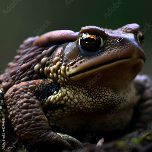 Portrait von einer Kröte vor einem schwarzen Hintergrund