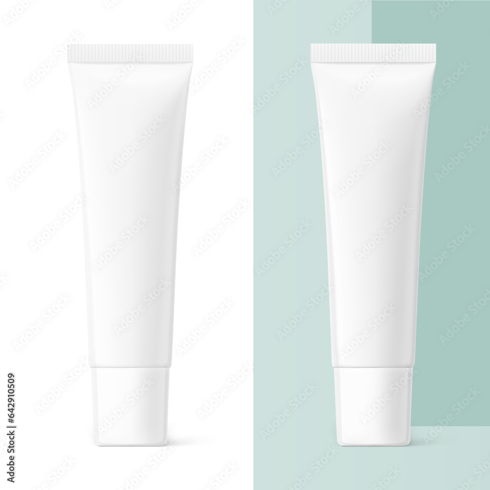 Blank plastic tube mockup with box. Vector illustration isolated on ...