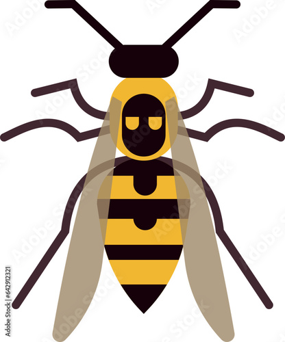 Wasp flat icon. Buzzing insect. Flying animal