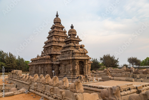 Famous Tamil Nadu landmark  UNESCO world heritage Shore temple  world heritage site in Mahabalipuram South India  Tamil Nadu  Mahabalipuram