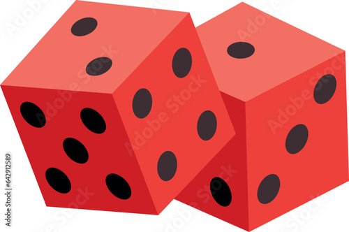 Red dice pair. Luck symbol. Random icon