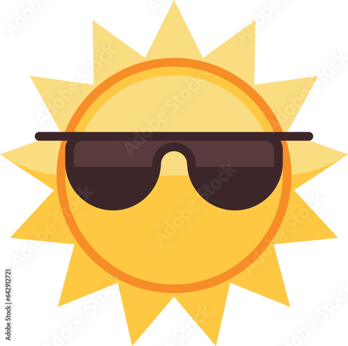 Sun in sunglasses flat icon. Color summer heat icon