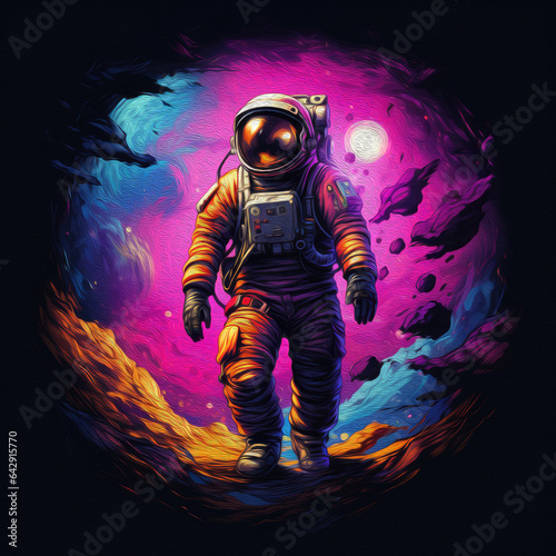 Astronaut in outer space. Vector illustration of astronaut in space. created by generative AI technology.