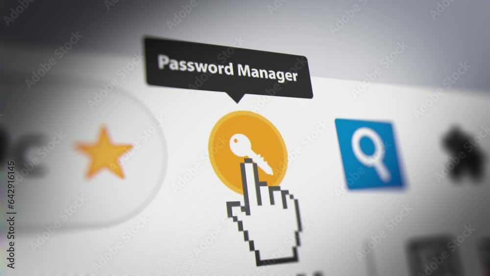Animated Mouse Cursor Clicking Password Managers Button on Browser. Fictitious Data Created Exclusively for This Concept Footage
Animated Mouse Cursor Clicking Password Managers Button on Browser. Fictitious Data Created Exclusively for This Concept Footage