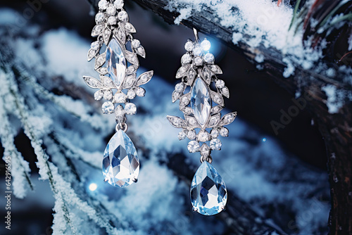 Snowflake winter earrings , winter inspired jewellery 