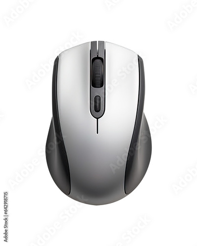 Black computer mouse on transparent background