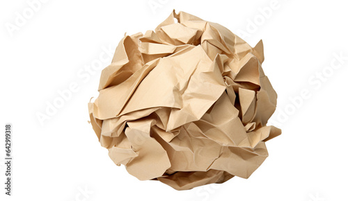 Crumpled paper isolated on transparent background photo