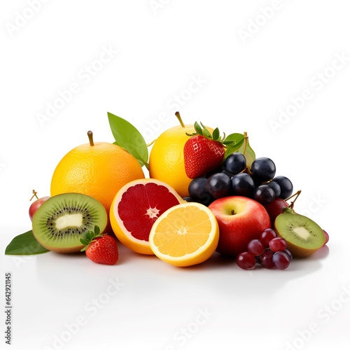 collection of various fruits with white background copy space  ai generative