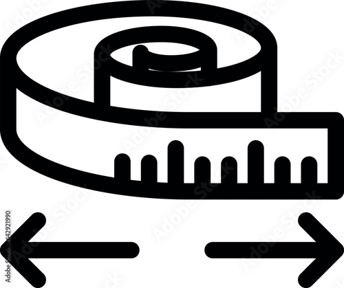 Measurement tape linear icon. Tailor tool symbol