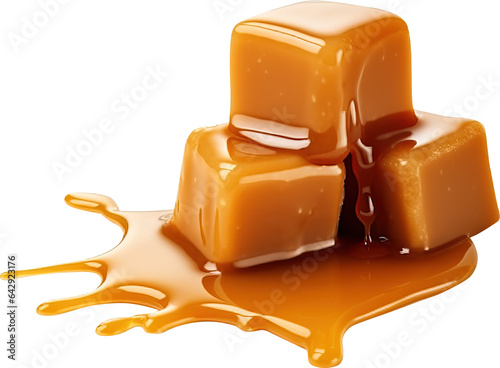 Caramel candies isolated on transparent background