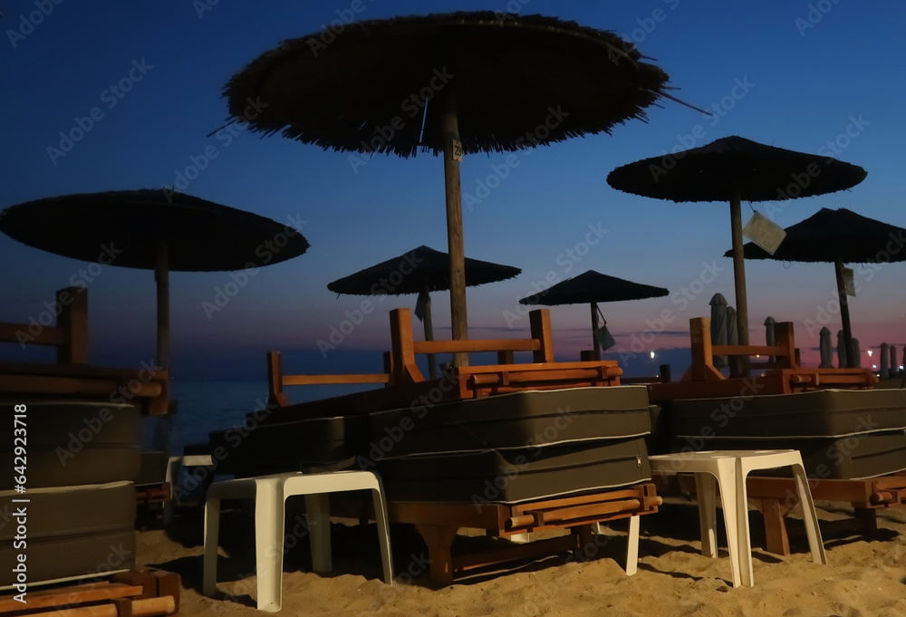Beach chairs and umbrellas, Nikiti - Greece