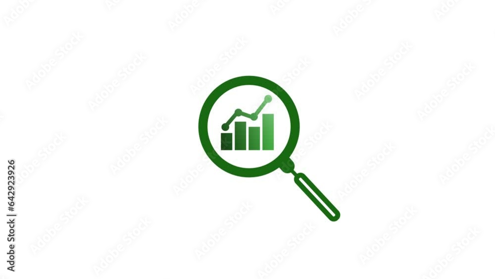Magnifying glass with data analysis icon, simple design business growth concept animation. k1_951 Magnifying glass with data analysis icon, simple design business growth concept animation. k1_951