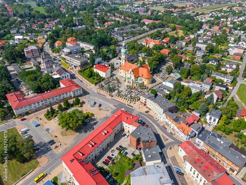 Aerial view of Tychy. The city center of Tychy. Silesian Voivodeship. Poland.