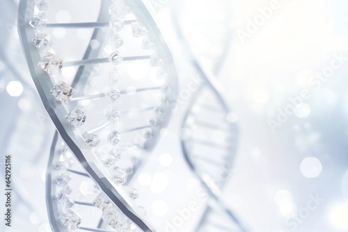 Abstract white background with glass DNA and space for your text