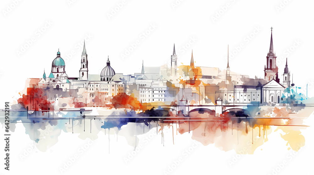 Illustration of beautiful view of Vienna, Austria - obrazy, fototapety, plakaty 