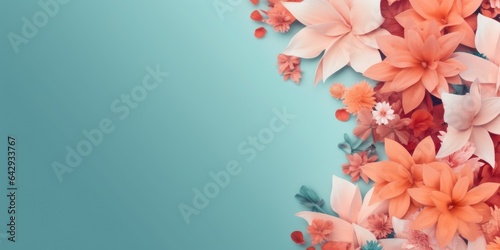 beautiful abstract teal pink orange floral design background. beautiful Generative AI AIG32