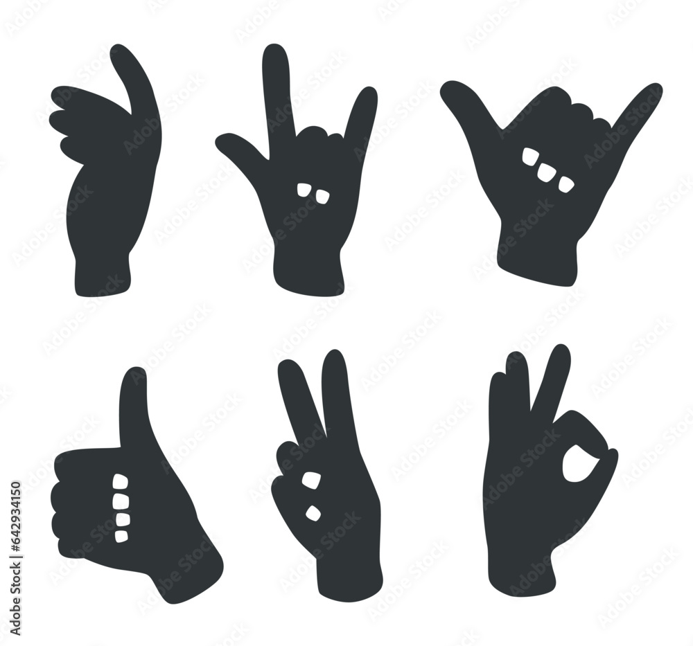 Hand Gesture black silhouette Hand Gesture black silhouette