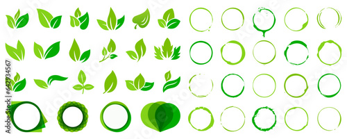 Green leaf  circle element for environment. Ecology icon collection. Set of natural icons