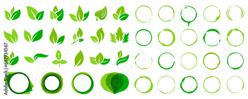 Green leaf, circle element for environment. Ecology icon collection. Set of natural icons