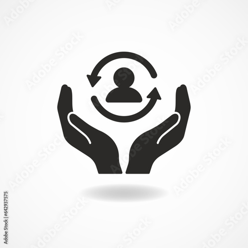 Care customer icon, total inclusive service, symbol on white background