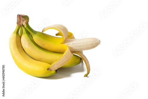 Bananas isolated on a white background. Bananas are tropical fruits with soft, sweet pulp, ideal for eating alone or adding to smoothies and desserts.