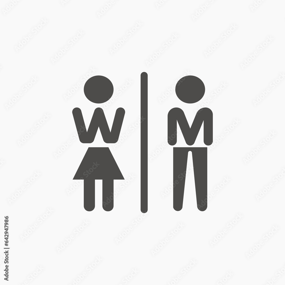 Wc, toilet door icon vector symbol. Men and women wc, toilet, bathroom icon vector symbol Wc, toilet door icon vector symbol. Men and women wc, toilet, bathroom icon vector symbol