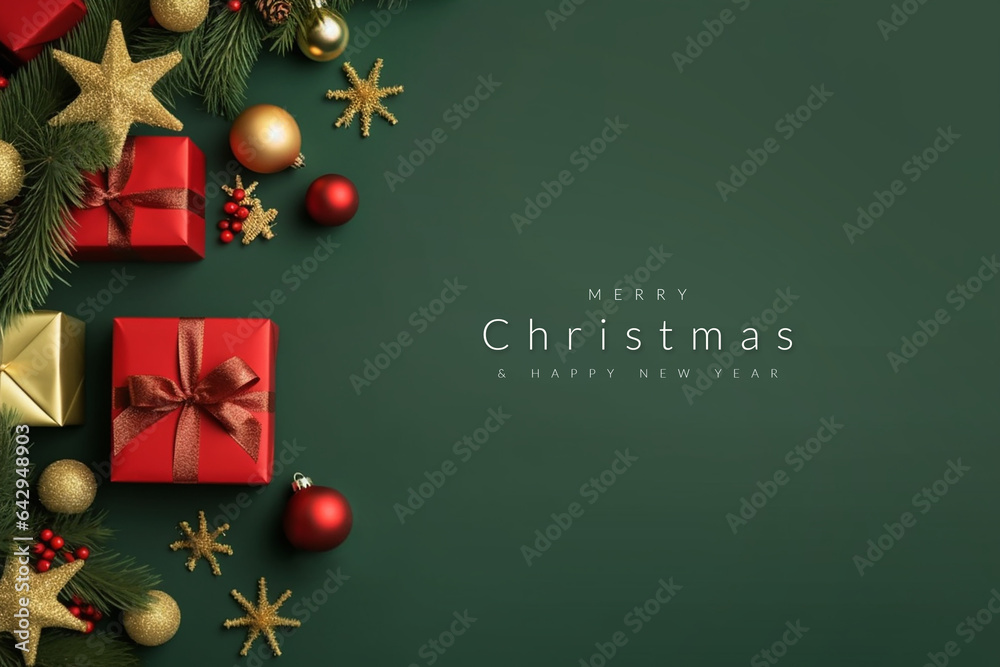 Nice greeting christmas on green background with copyspace Nice greeting christmas on green background with copyspace