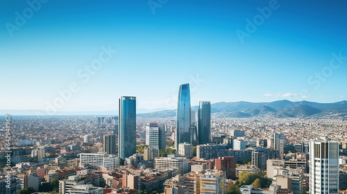 Skyscape of a group of modern office buildings in the city of Barcelona photo