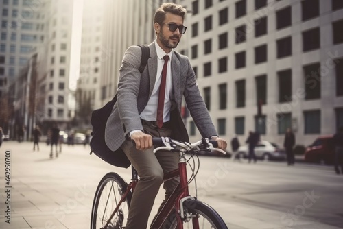 City businessman ride bike. Generate Ai