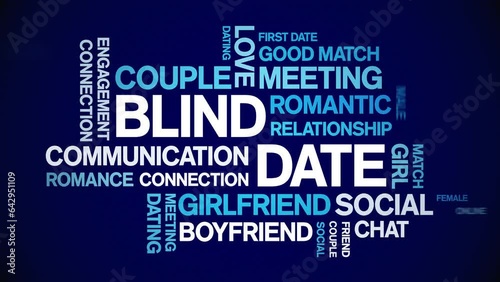 Blind Date animated tag word cloud;text design animation kinetic typography seamless loop.