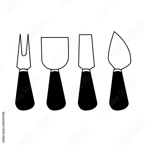 Cheese Knives Set Vector: 4 Unique Cheese Knives
