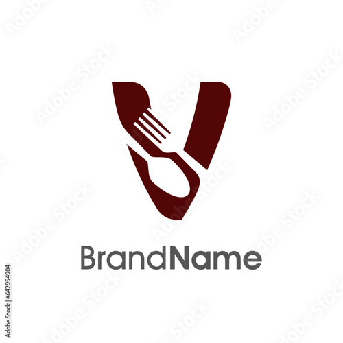Initial V Spoon and Fork Logo
