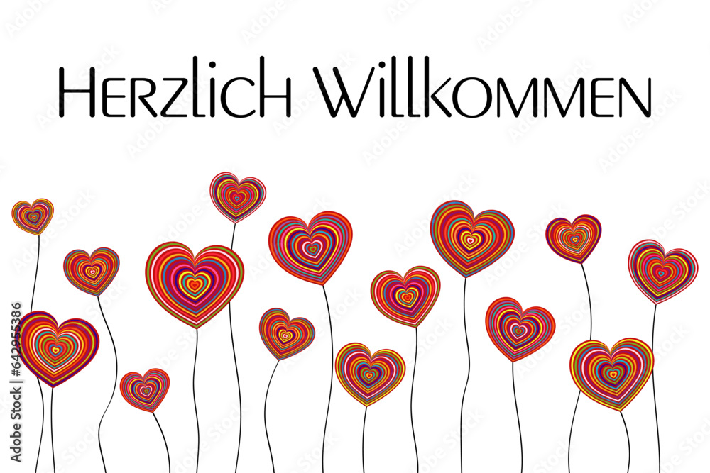 Herzlich Willkommen Zurück Aus Dem Urlaub Herzlich Willkommen - Schriftzug in deutscher Sprache. Grußkarte mit