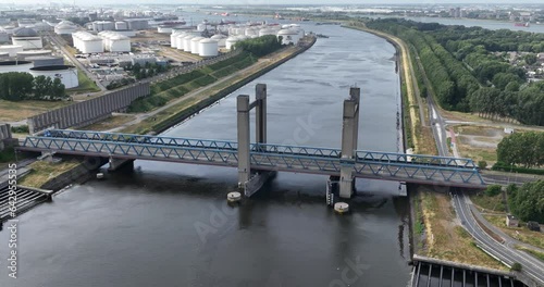 Calandbrug in Rotterdam, Europoort, large harbour. photo