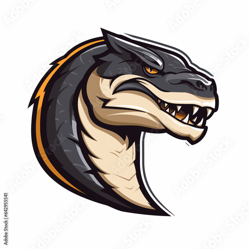 Esport vector logo komodo dragon on white background side view, komodo dragon icon, komodo dragon sticker, komodo dragon head, lizard