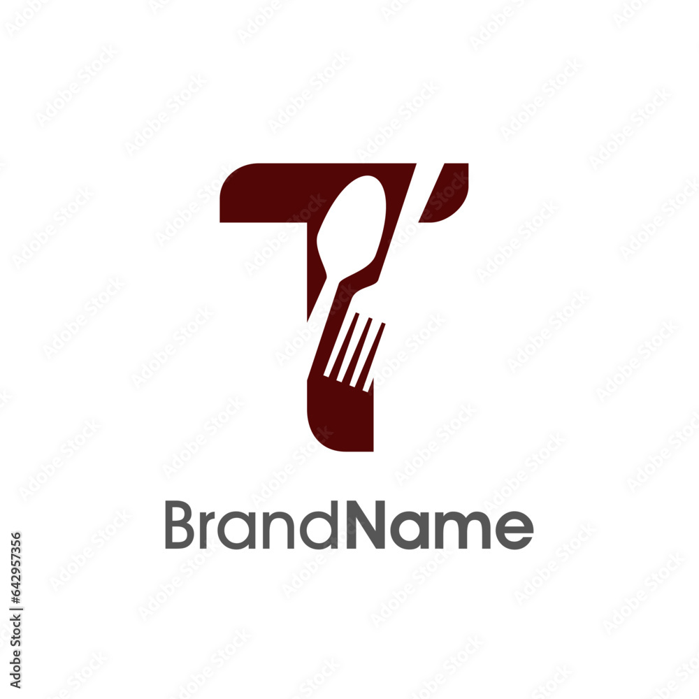 Initial T Spoon and Fork Logo