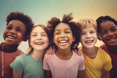 Tapety artystyczne Multiethnic children. Generate Ai