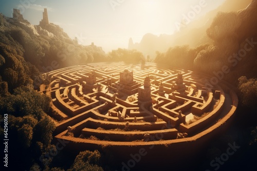 Mysterious labyrinth. Generate Ai photo