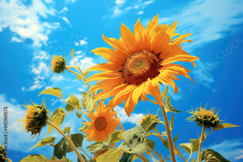 Sunflower on the blue sky background