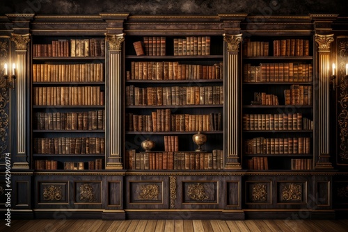 Old library shelf. Generate Ai