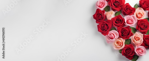 Colorful roses in the shape of heart