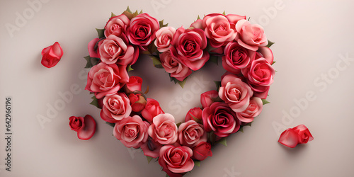 Red roses in the shape of heart