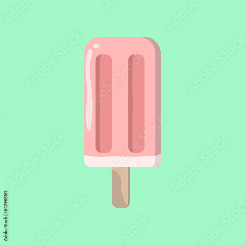 Vector ice cream in different flavors, isolated illustration, ice cream stick